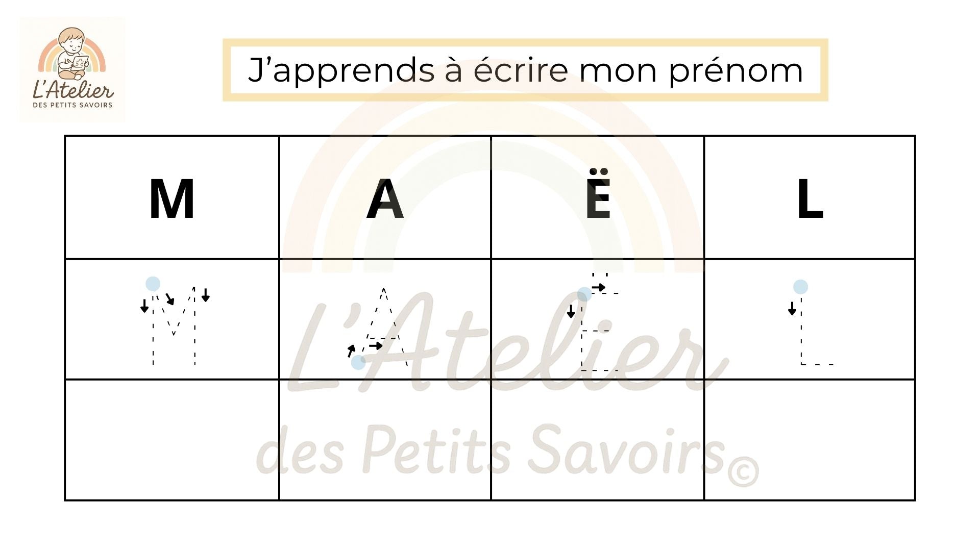Apprendre à écrire son prénom et replacer les lettres